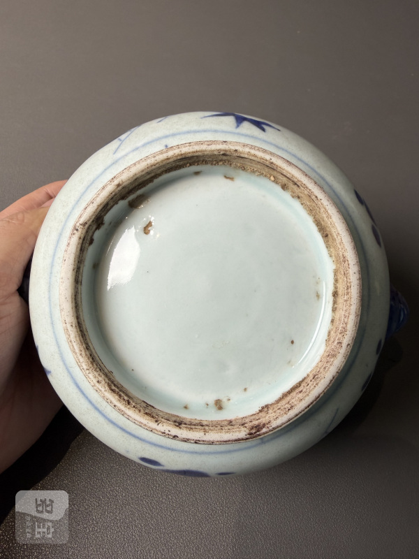 明崇祯 青花花卉纹兽耳炉 - 图9